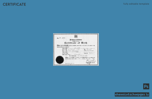 Vorschau einer Geburtsurkunde des stellvertretenden kanadischen Generalregisterführers